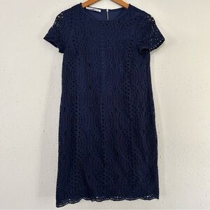 🦋 Maggy London Blue Lace Cap Sleeve Mini Shift Dress Size 6